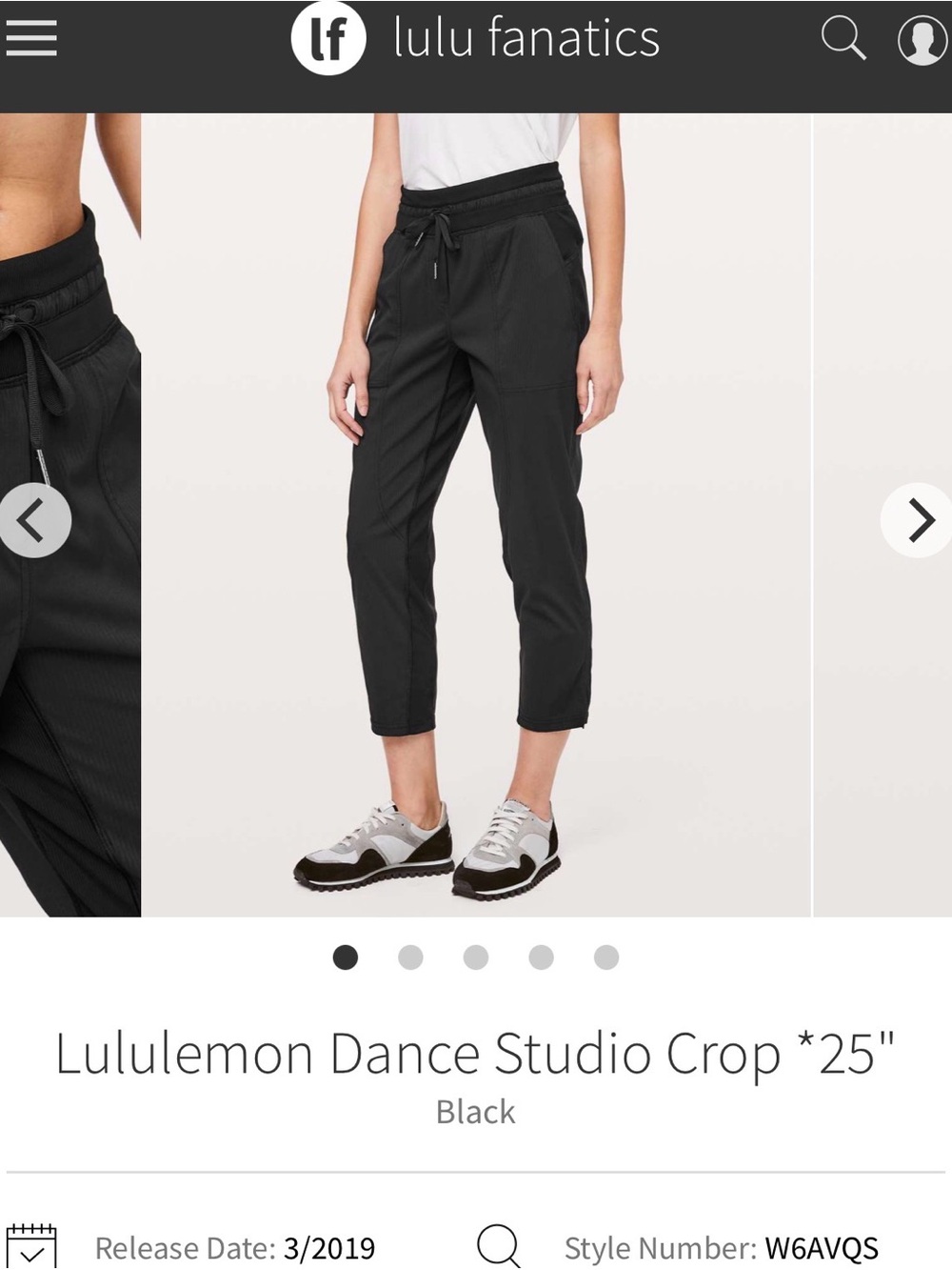NWOT Lululemon Dance Studio Crop 24” Sz 10 - Black